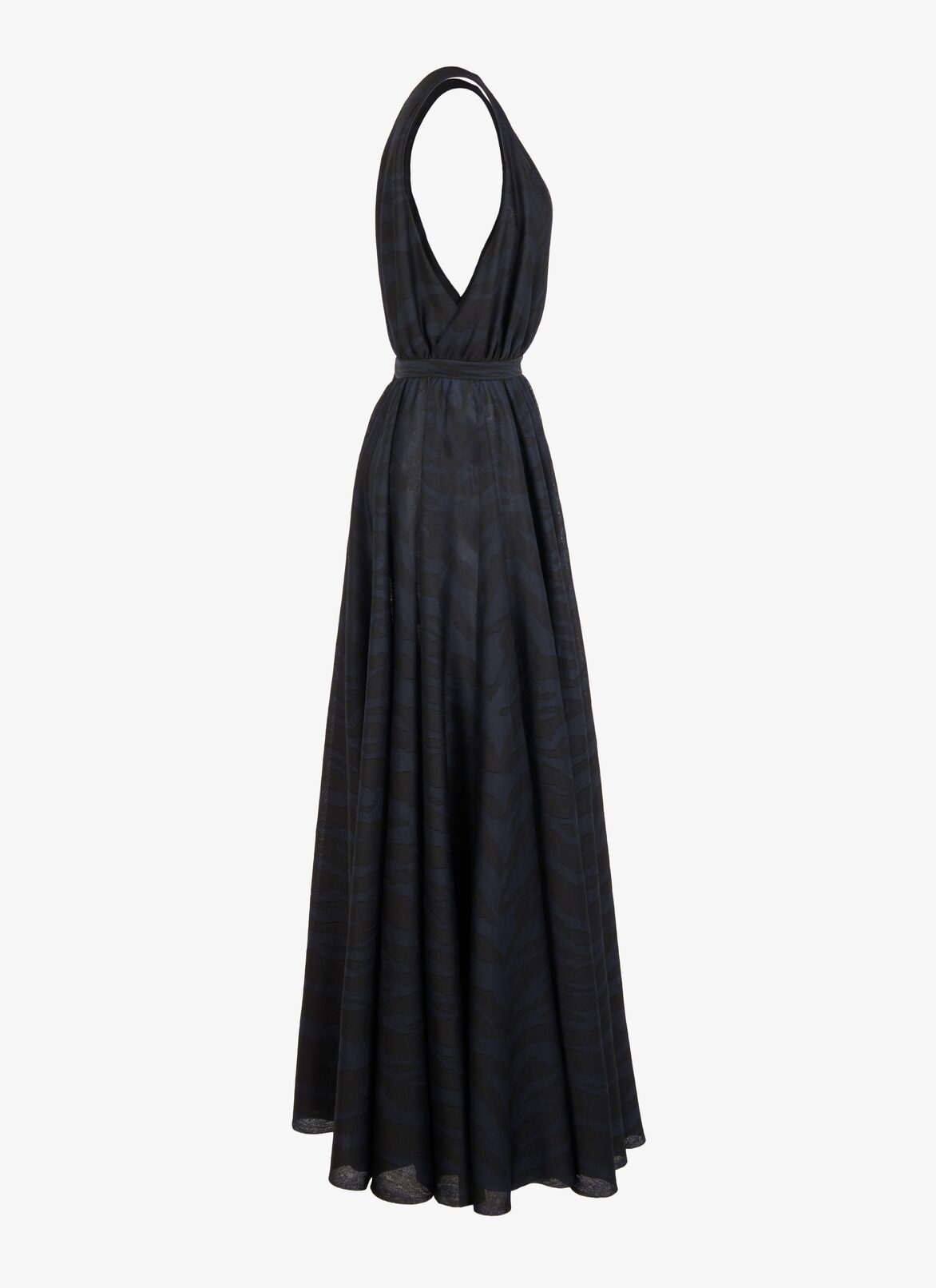 Silk-Blend Zebra Dress ALAÏA BLACK/BLUE SILK-BLEND ZEBRA DRESS